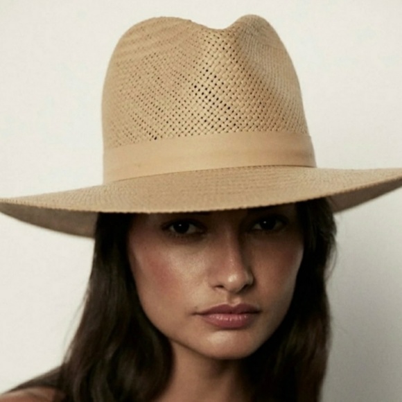 Janessa Leone Simone 100% Natural Woven Straw Handmade Sun Hat Large - Picture 1 of 4